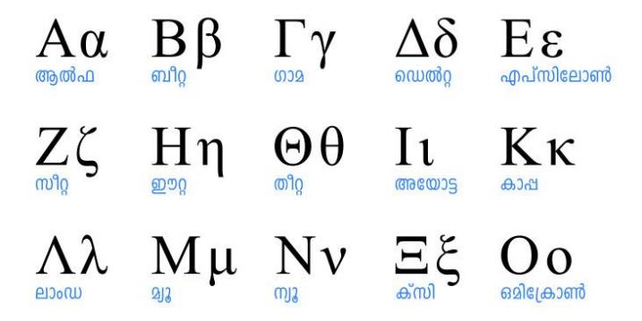 Greek letters